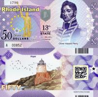 *USA 50 Dollars 2015 13. štát - Rhode Island polymer - Kliknutím na obrázok zatvorte -